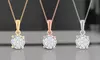 Sterling Silver Miracle Plated Round Diamond Cluster Pendant Necklace for Women