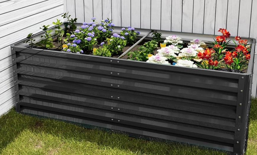 Image 3: Elevated Open Bottom Sectioned Metal Garden Bed