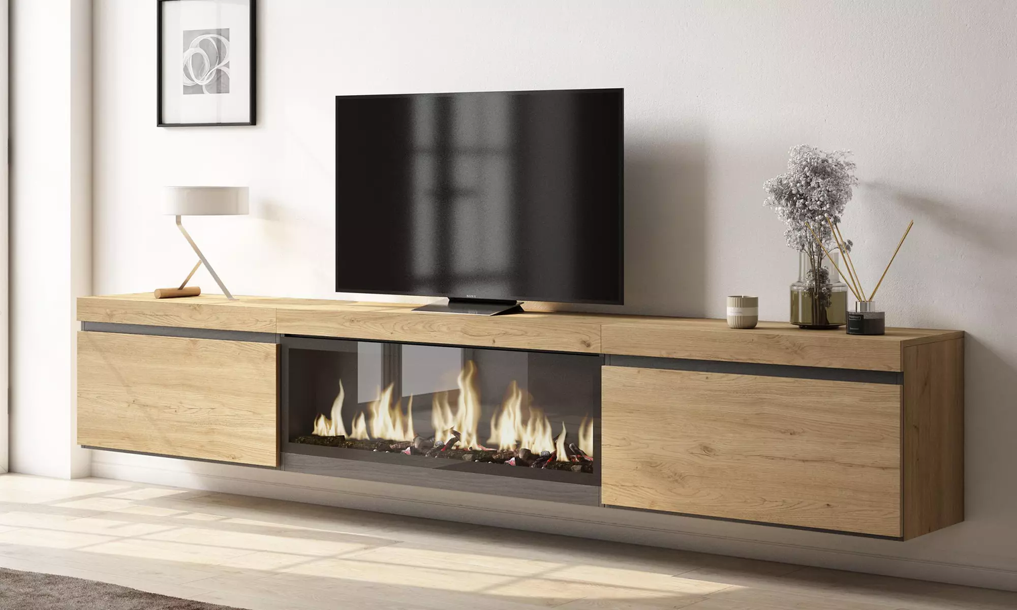 TV-Möbel opt. mit elektrischem Kamin