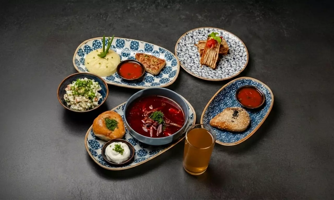 Savor Russian, Uzbek, & Arabic Cuisine in a Modern Lounge & Cafe