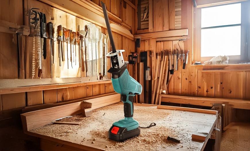 Image 3: Sierra de vaivén con doble batería de litio de 48 V