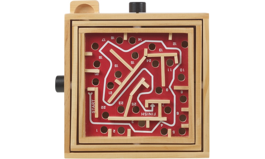 Image 3: Wooden Labyrinth Game