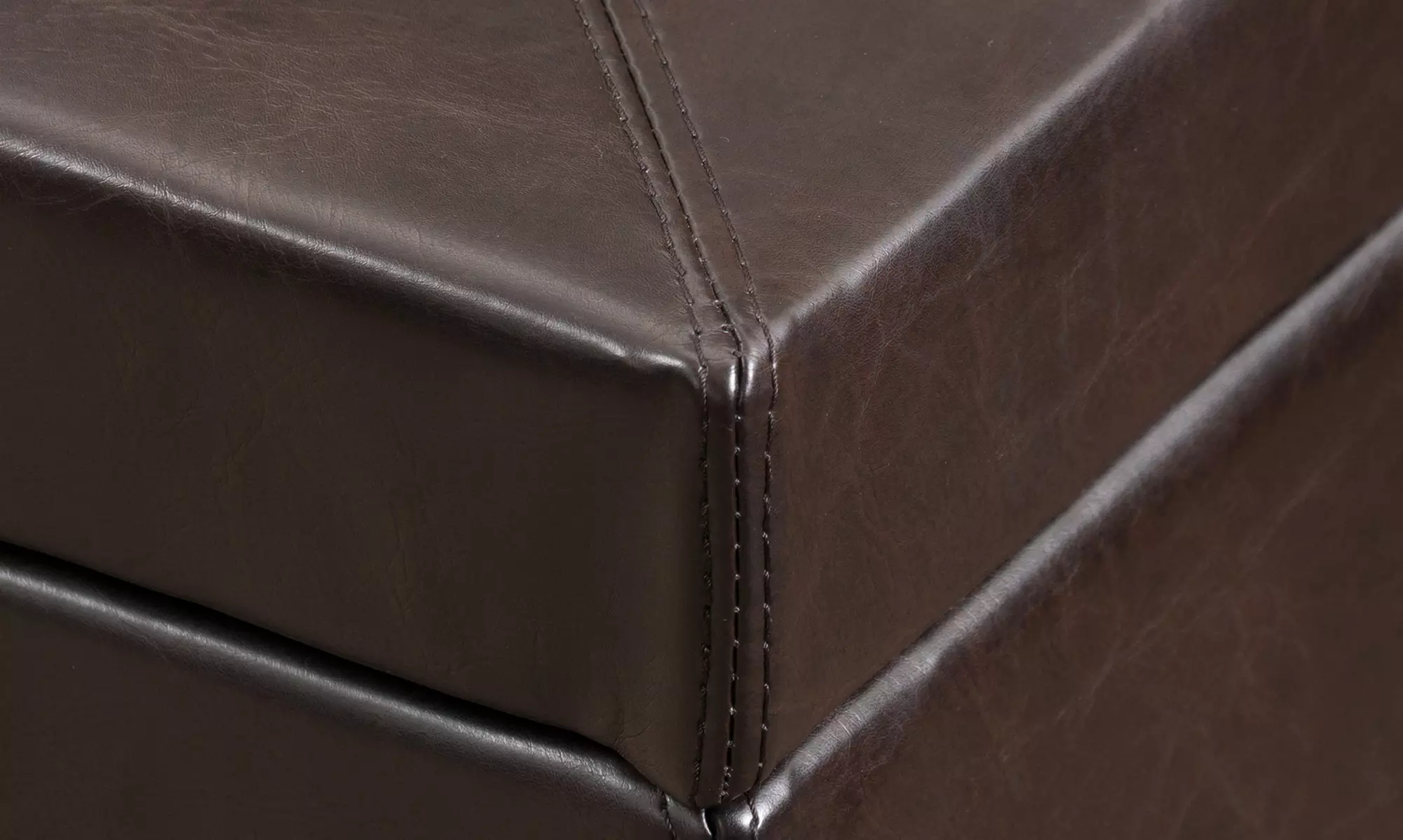 Brown Leather Convertible Storage Ottoman and Desk - Second Medium
