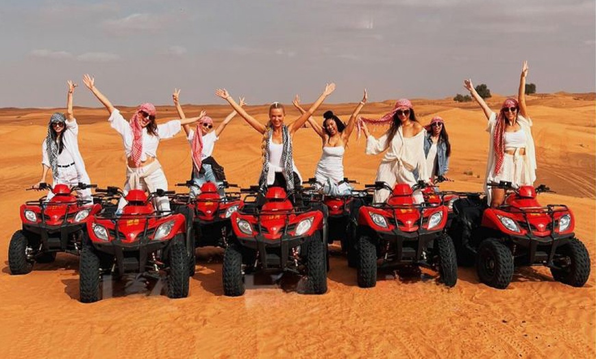 Image 1:  Standard, or VIP Desert Safari with Quad Bike, Camel Ride, & More