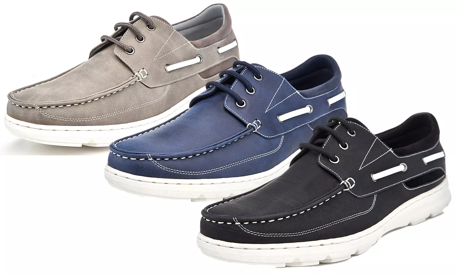 Men's Lace Up Casual Comfort Sporty Boat Loafers - Primary Image