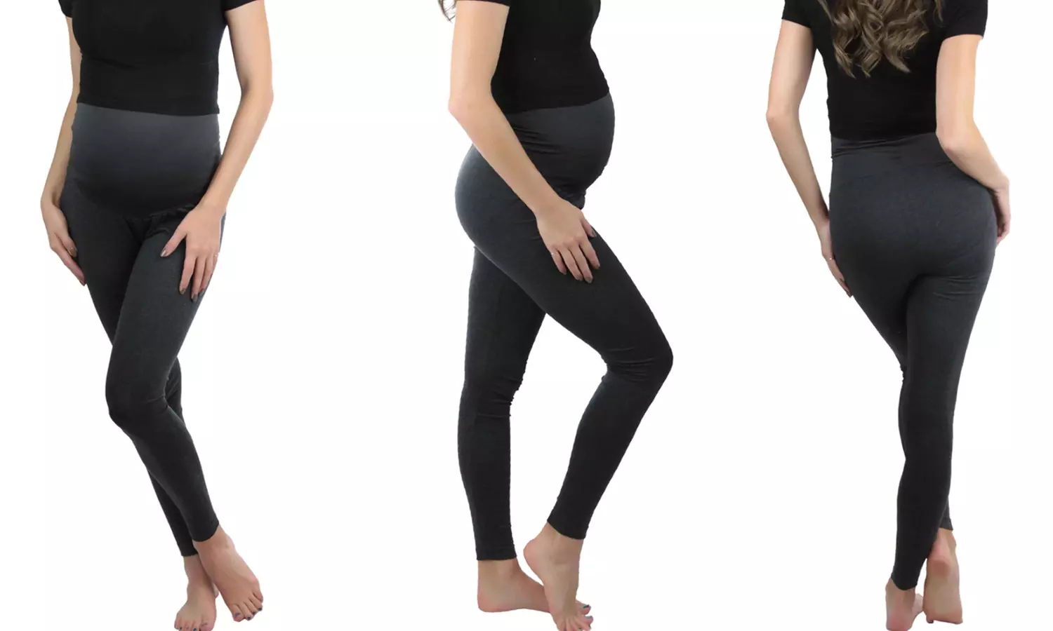 Maternity Leggings in Supportive Stretch Jersey Fabric (3-Pack)  - Primary Image