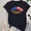 USA Flag Leopard Lips - Black