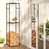 Image 5: Outsunny Metal Firewood Log Holder, Adjustable Slim Design