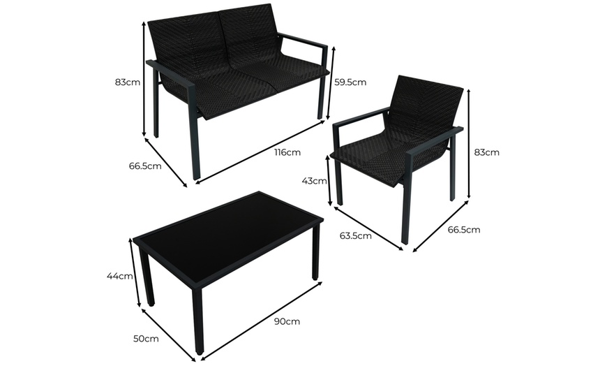 Image 5: Rattan-Effect Patio Furniture Set with Table 