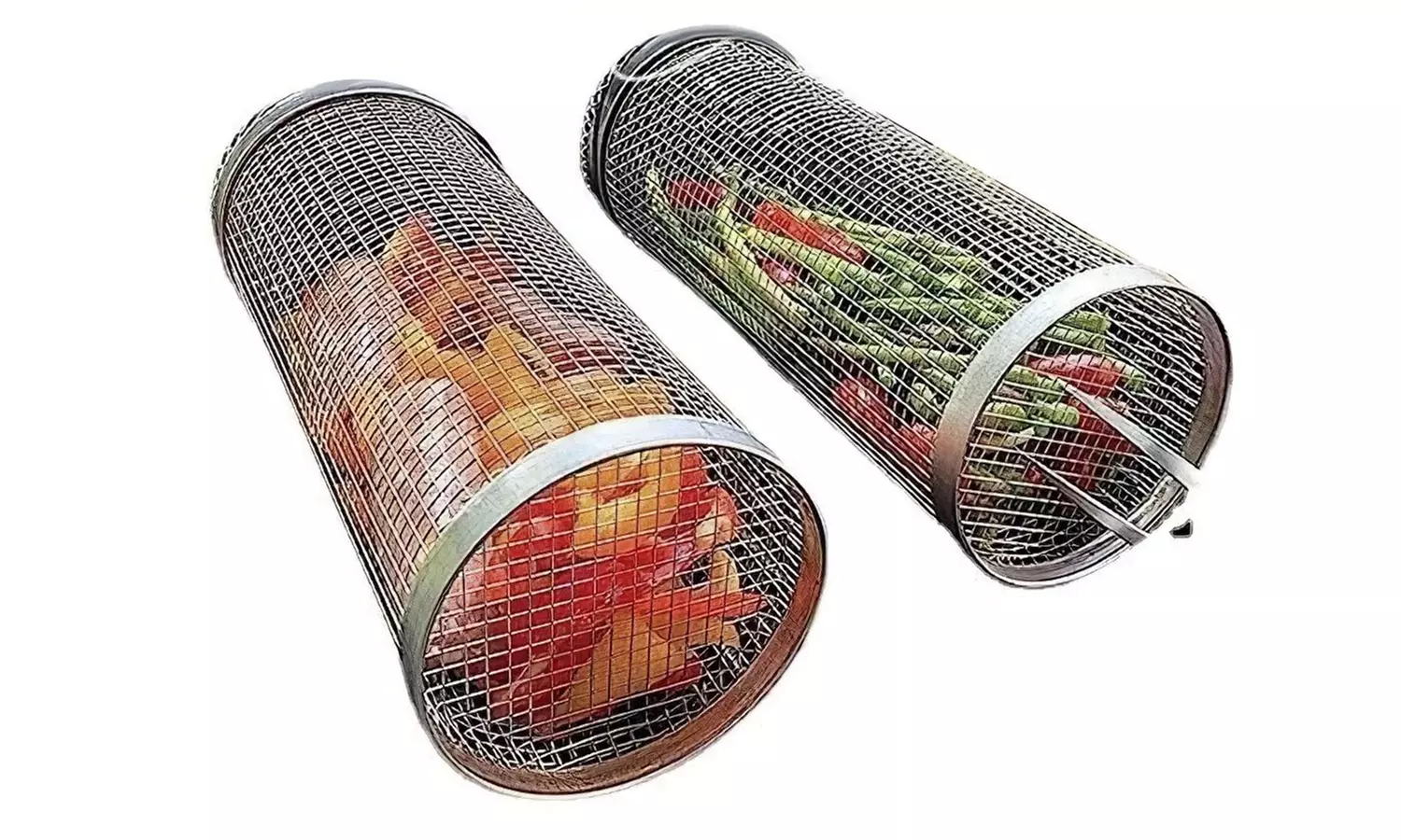 iMounTEK Two-Pack 360-Degree Rolling Stainless Steel Grill Basket