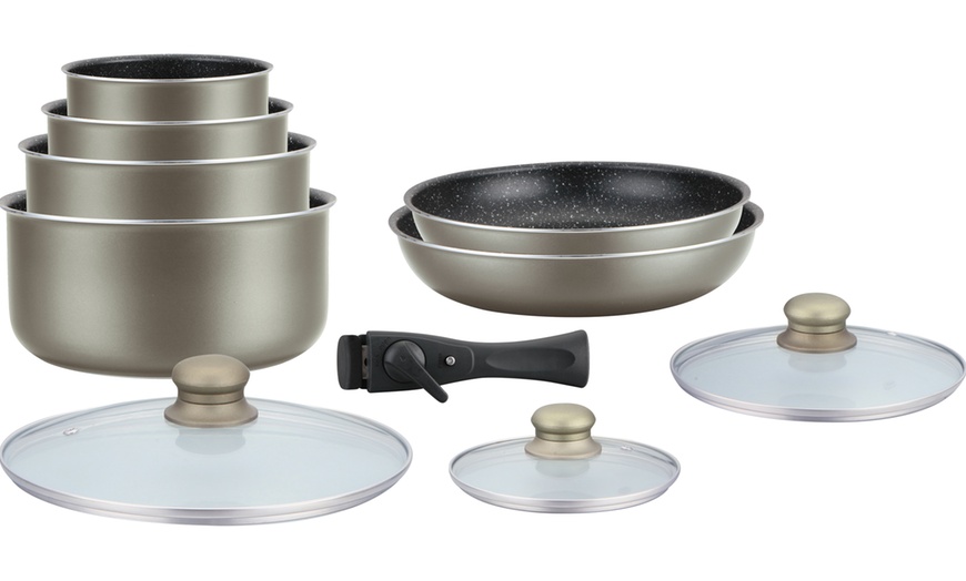 Image 3: Batería de cocina de 10 piezas con revestimiento efecto piedra