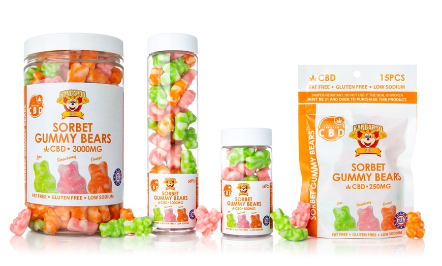 Image 3: Fat-Free Sweet Sorbet CBD Gummy Bears (250mg-3000mg) from Kangaroo CBD