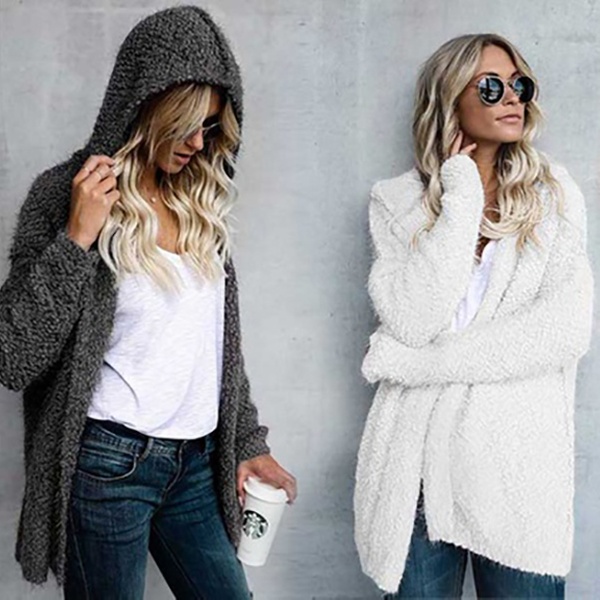 fluffy cardigan with hood