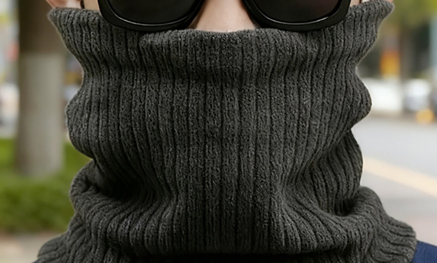 Image 1: Winter Snood Neckerchief Knitted Fleece Neck Warmer