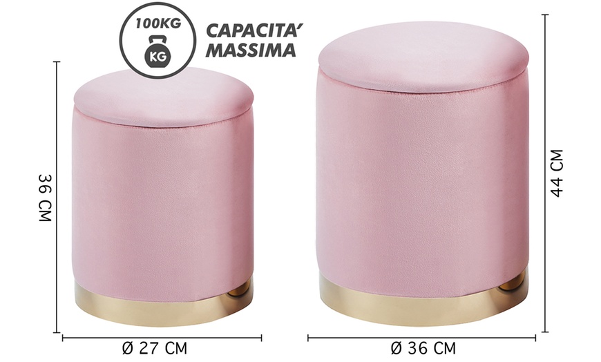 Image 16: Coppia di pouf contenitori in velluto
