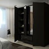 Image 9: Lucca Modern 4 Door Hinged Wardrobe with Mirror and Drawers