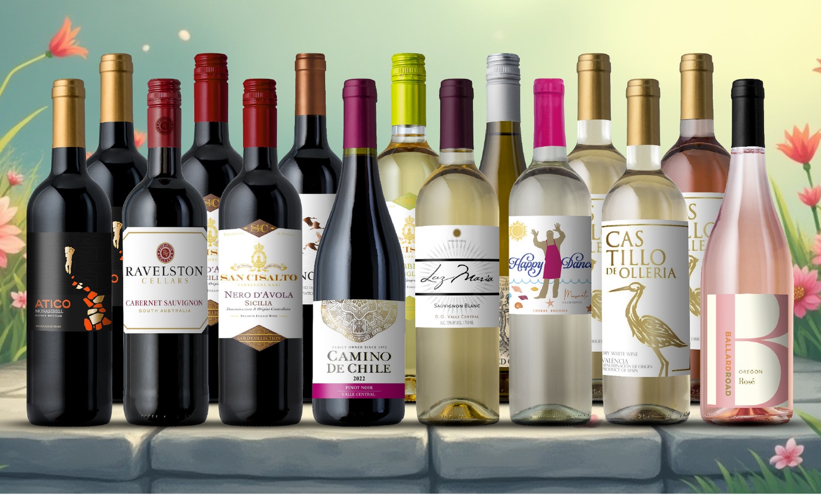 Splash Wines: 15-Bottle Global Wine Collection, Choose Red, White, or Mixed Assortment
