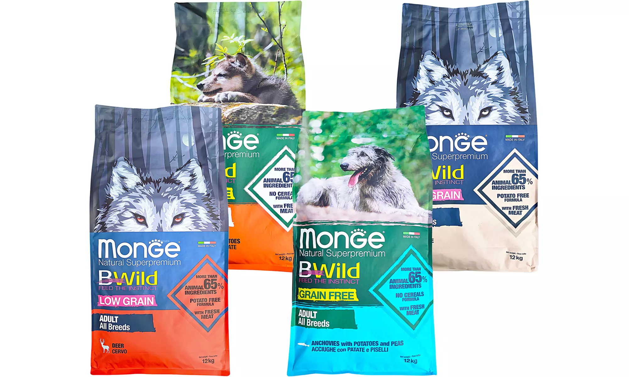 Alimento per cani cuccioli e adulti Monge Bwild Grain Free da 12 kg