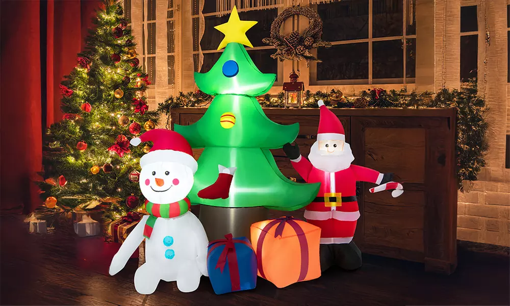 Costway 7.2 FT Inflatable Christmas Decoration Lighted Blow up Tree Santa Claus