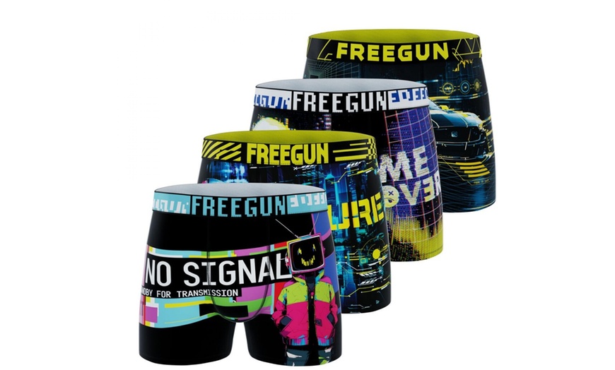 Image 8: Lot de 4 boxers microfibre FREEGUN divers univers pour homme