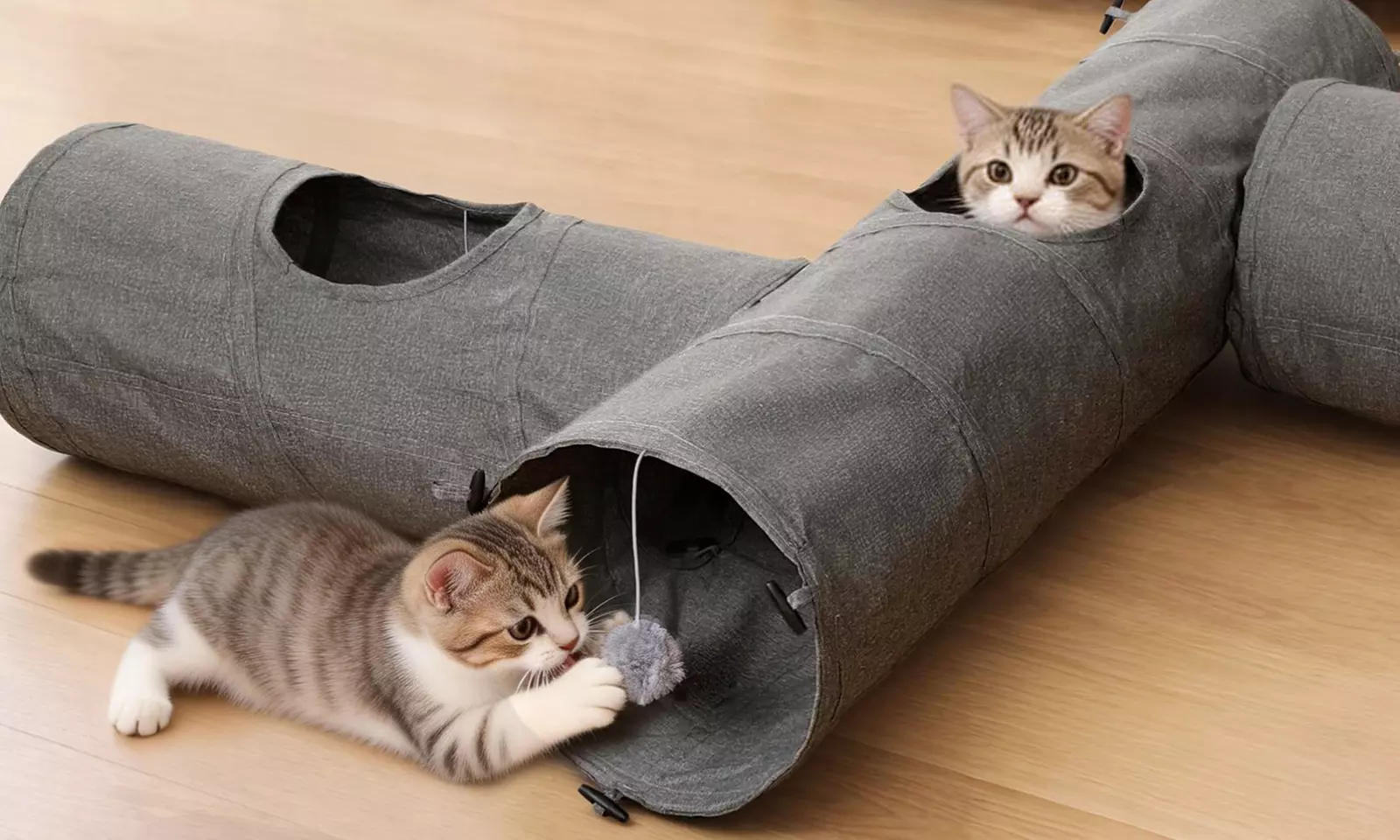 Skylos Modular Cat Tunnel 3-Piece Foldable Play Tunnel Set