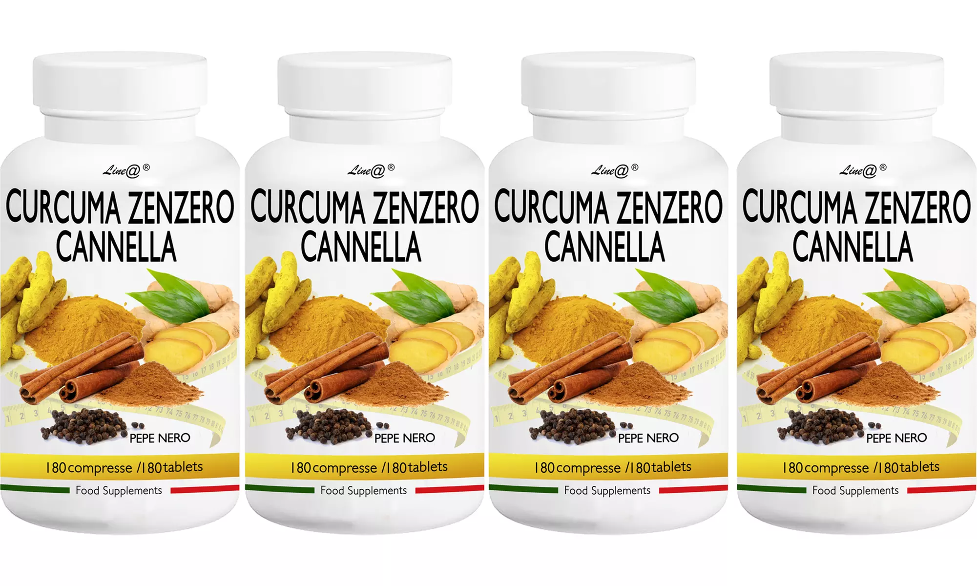 Fino a 720 compresse Line@ con curcuma, zenzero, cannella e pepe nero