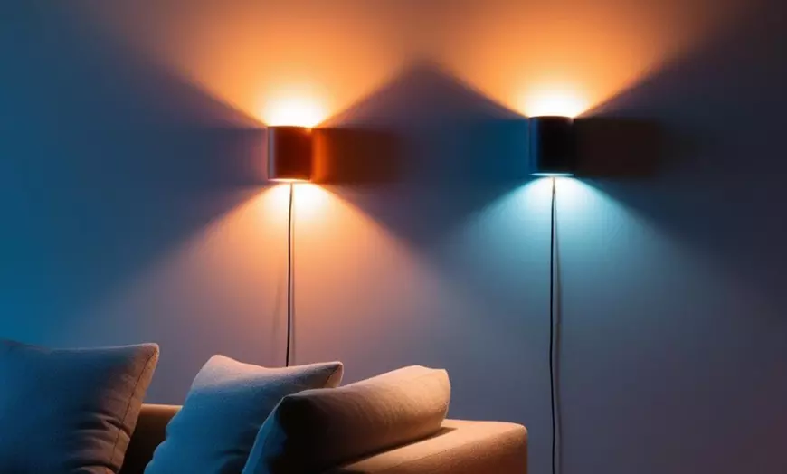 Image 1: 1, 2 of 4 gekleurde led-lampen met afstandsbediening