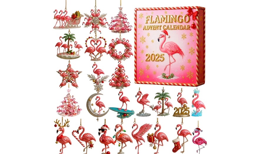 Image 4: 2D Flat Advent Calendar Surprise Box Flamingo Theme Christmas Gift