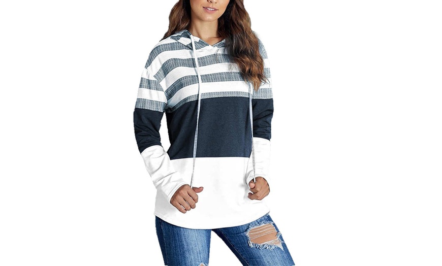 Image 3: Women's Hooded Long Sleeve Pull Over Sweat Shirt