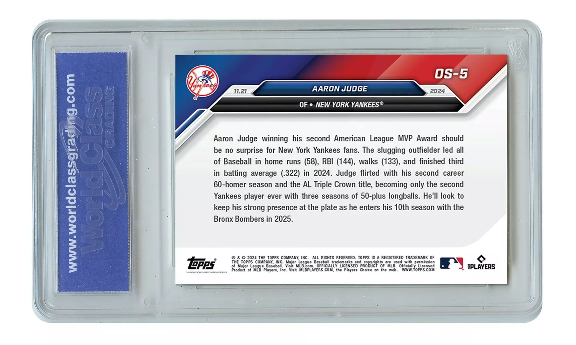 2024 Topps Now Aaron Judge #OS-5 - AL MVP Gem Mint 10