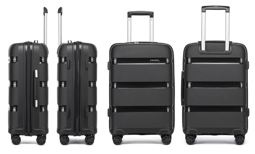 Image 12: Maleta o juego de maletas de ruedas ligeras con diseño estriado