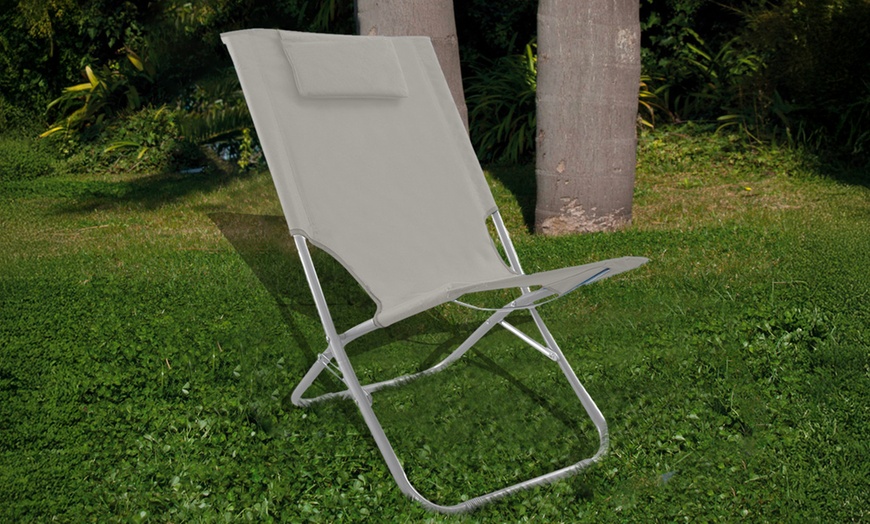 Image 1: Zilveren 'Giga'-opvouwbare strandstoel