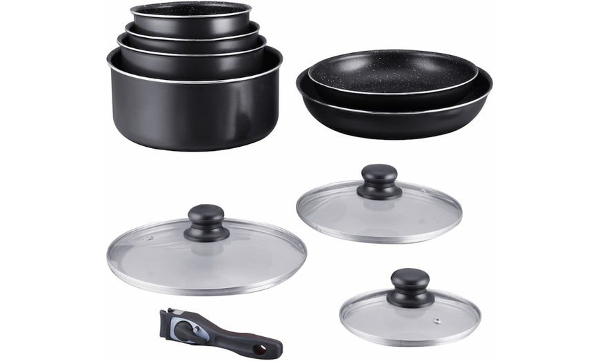 Image 5: Batería de cocina de 10 piezas con revestimiento efecto piedra