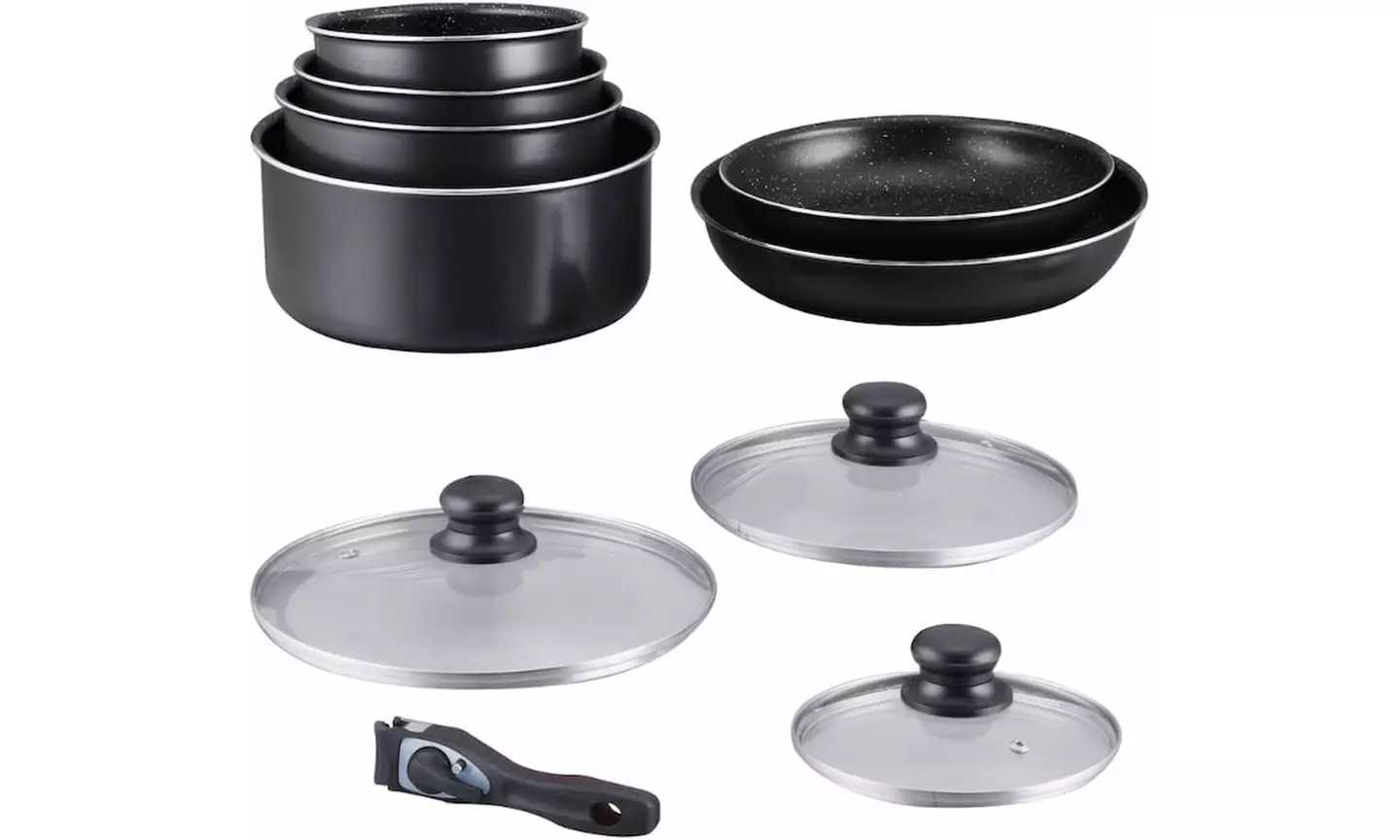 Batería de cocina de 10 piezas con revestimiento efecto piedra