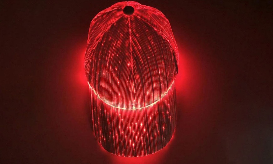 Image 6: LED Fiber Optic Light-Up Baseball Cap