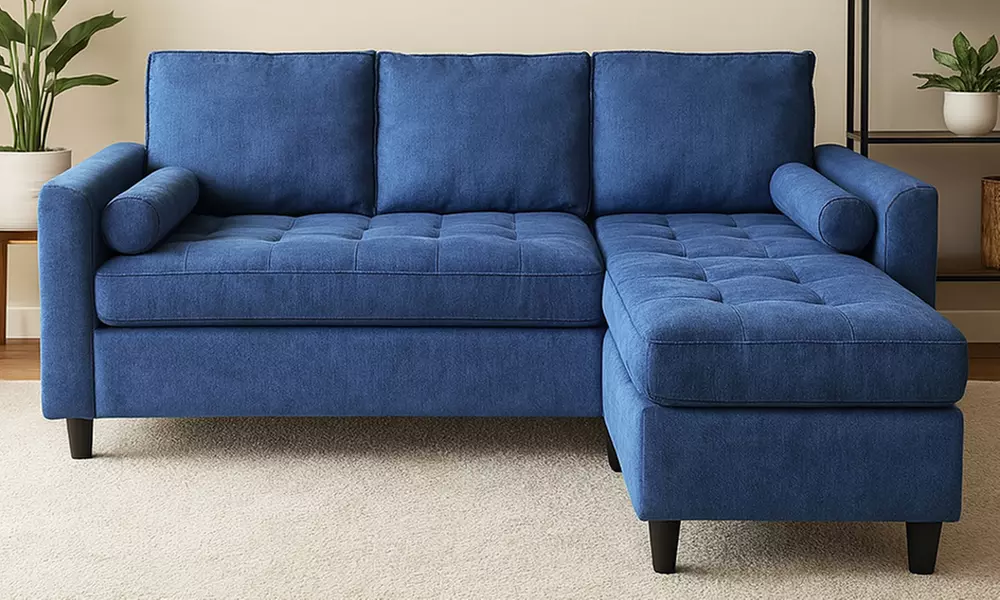 Canapé 3 places "Charles" en velours ou tissu avec pouf de Kocoon