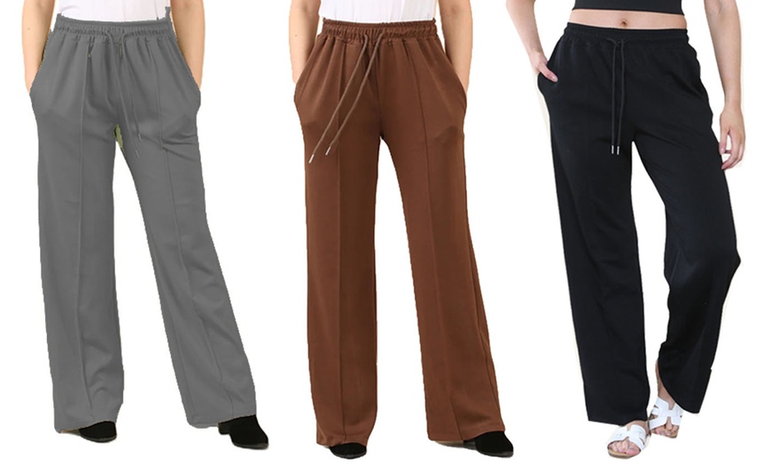 Image 12: Plain and Seam Front Wide Leg Trousers