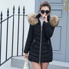 Image 2: Big Fur Collar Slim Mid-length Women’s Cotton Coat