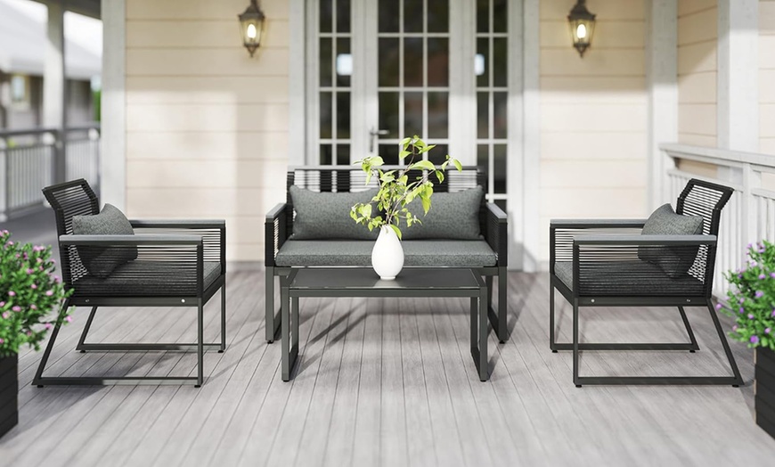 Image 2: Outsunny Four-Piece Rattan-Effect Outdoor Furniture Set