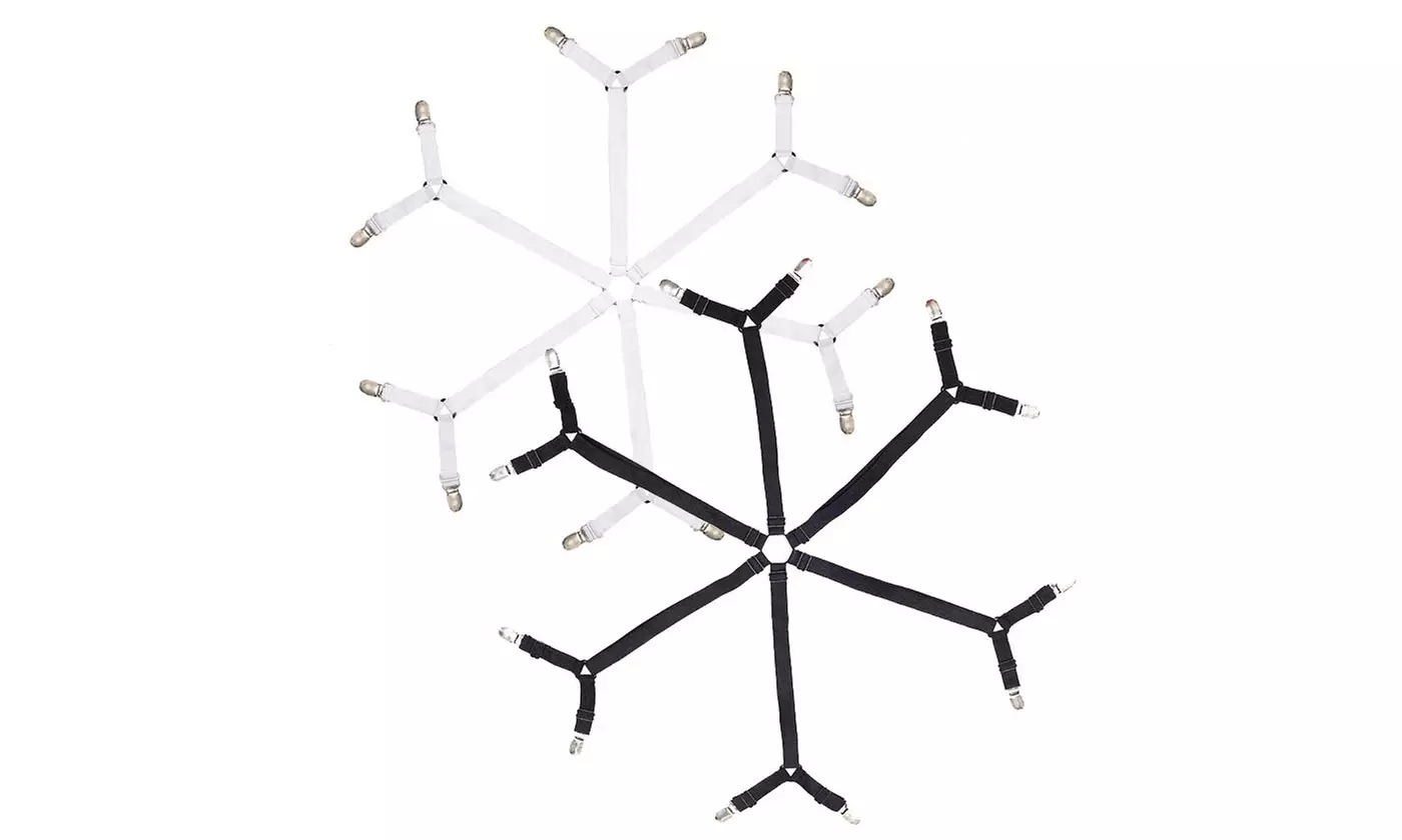 Bed Suspender Straps Mattress Fastener 6 Sides Holder Grippers Sheet Clips