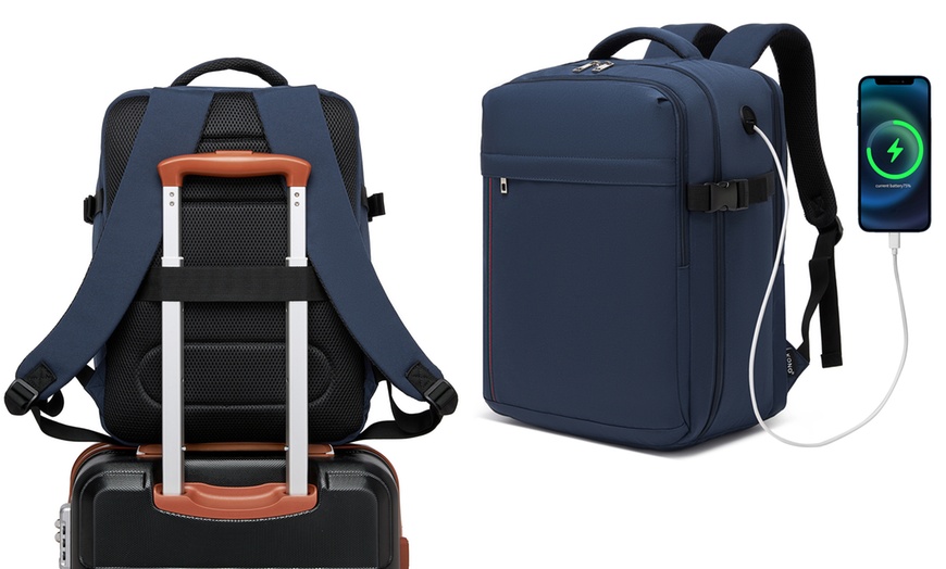 Image 11: Kabinen-Rucksack 15,6'' mit Laptopfach & Trolleygurt