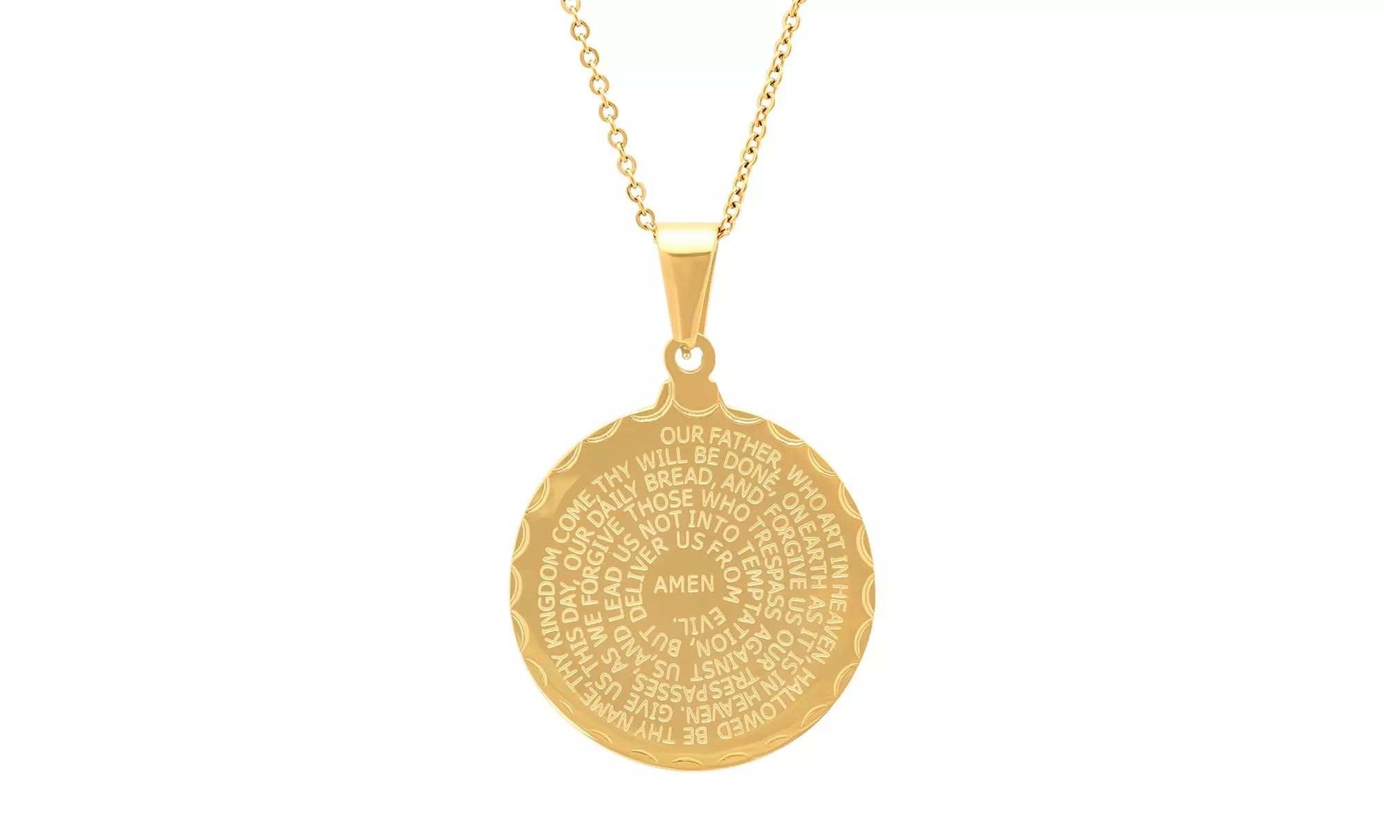Ladies Double Sided Stainless Steel Lord's Prayer And Serenity Prayer Pendant