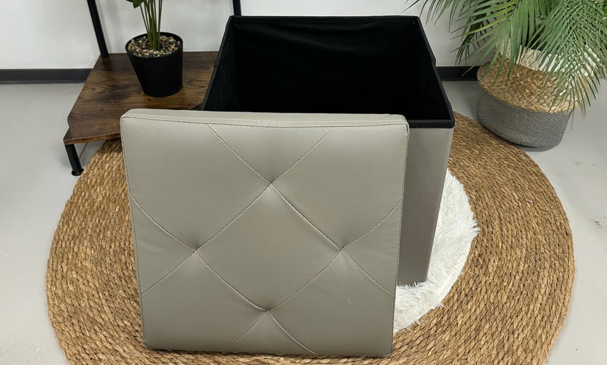 Image 15: Pouf carré en simili cuir avec espace de rangement
