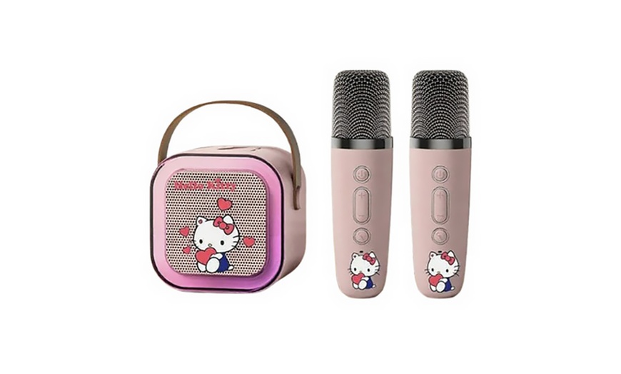 Image 4: Mini Karaoke Machine with Wireless Mics and Fun Voice Effects