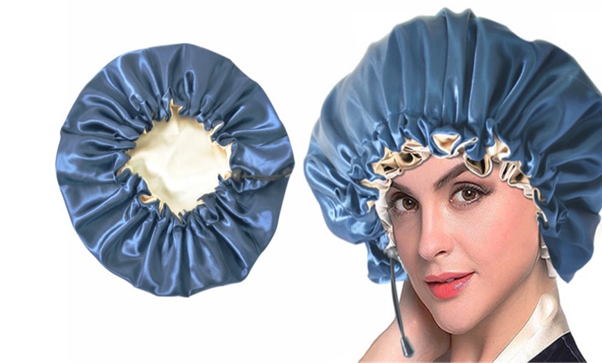 Image 8: Adjustable Satin Bonnet Night Sleep Cap