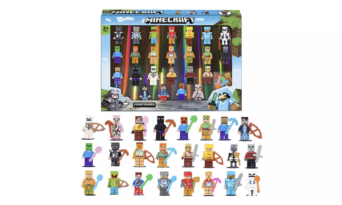 Set di 24 Minifigure Ispirate a Minecraft