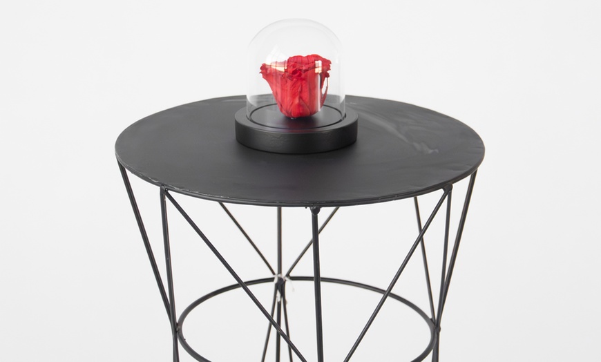 Image 3: Rosa in vetro con cupola e base in legno