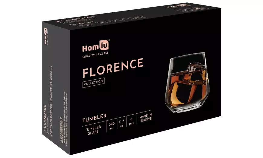 Image 21: Homiu Florence Glassware; Wine Glasses, Flutes, Whiskey or Highball