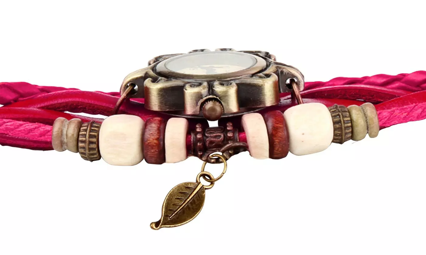 Women's Vintage Bohemian Vegan Leather Watch  (Charm And Color Choices)