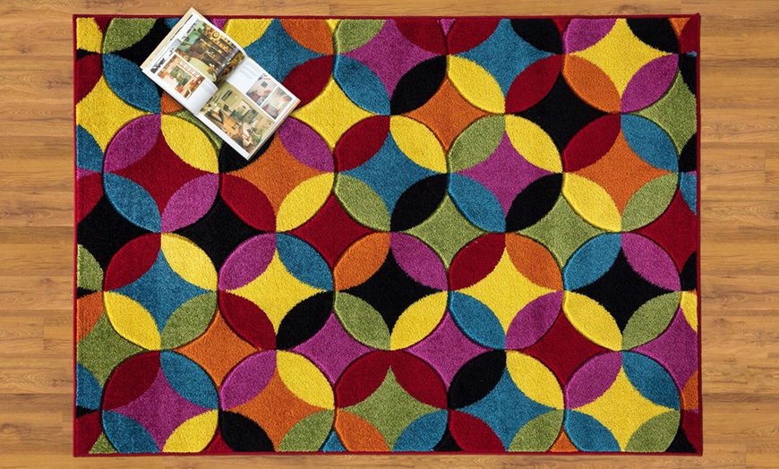 Image 6: Multi Brights Colour Carved Floor Rug
